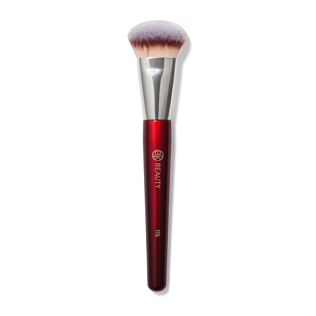 BK BEAUTY 115 MEDIUM CONTOURED FOUNDATION BRUSH – Contoured Foundation Brush for Liquid Makeup - Foundation Makeup Brushes - Face Brush For Liquid Or Cream Foundation