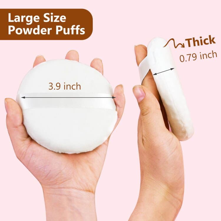 4 Pack Extra Large Body Powder Puff, Soft Cotton Powder Puffs 4.13 Inch Dusting Powder Puff Washable Round Powder Puffs for Woman Baby Body Face Loose Dusting Powder