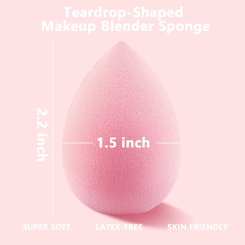 Makeup Sponge Set 6 Pcs Blender Sponges for Liquid, Cream, and Powder, Multi-color Pink Soft Latex-Free Cosmetic Applicators