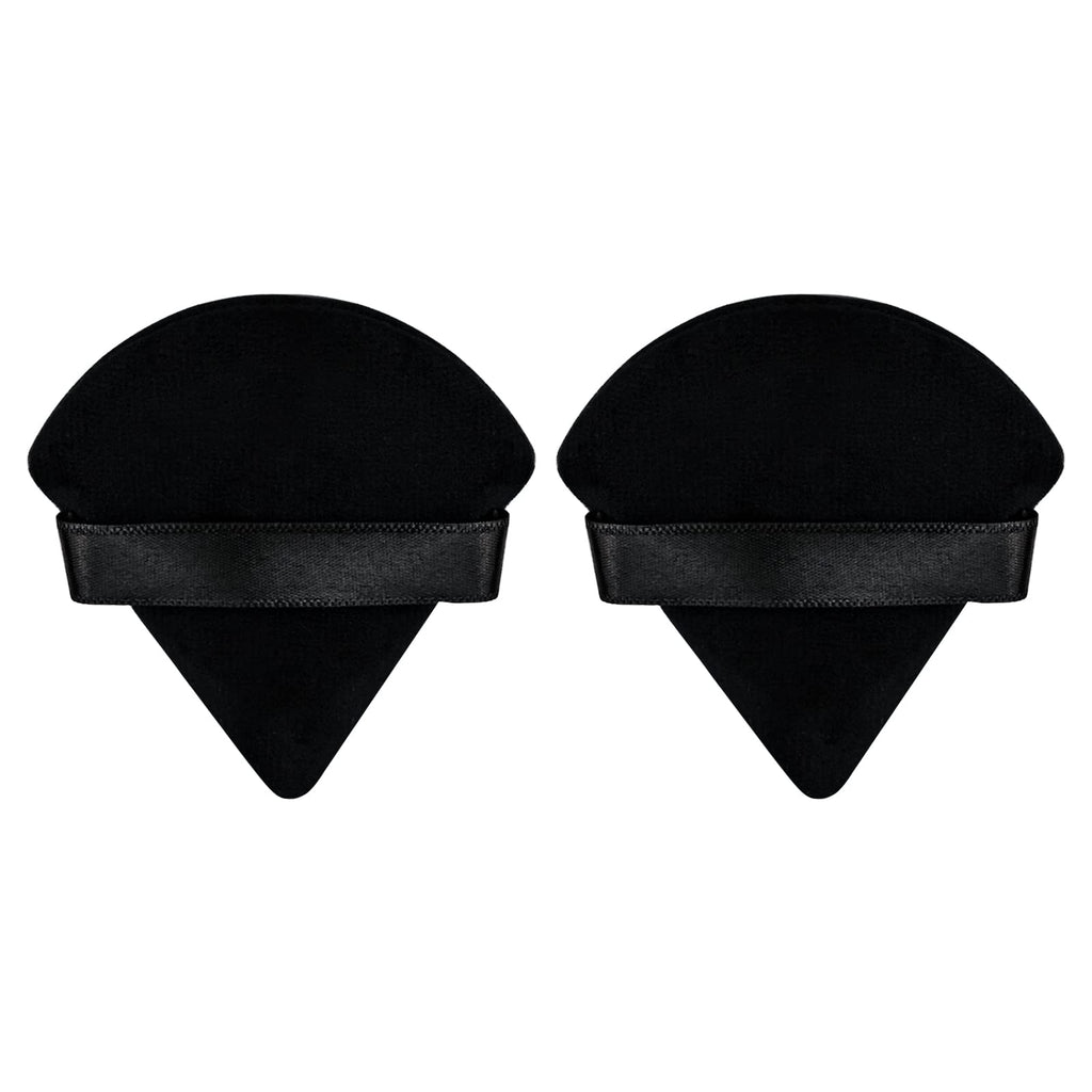 2Pcs Triangle Powder Puffs, Face Makeup Puff for Body Loose Powder Beauty Makeup Tool Black