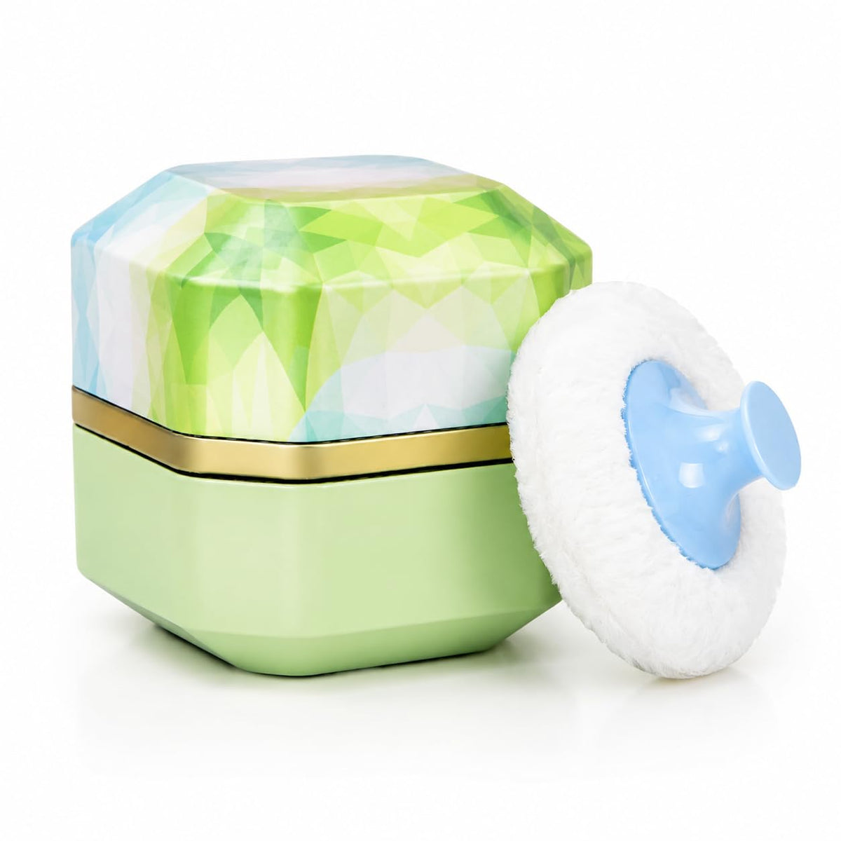 Body Powder Puff and Container, 3.35" Portable Dusting Powder Container with Soft Puff Powder Case Box Jar for Baby Women Home and Travel Use(Blue)