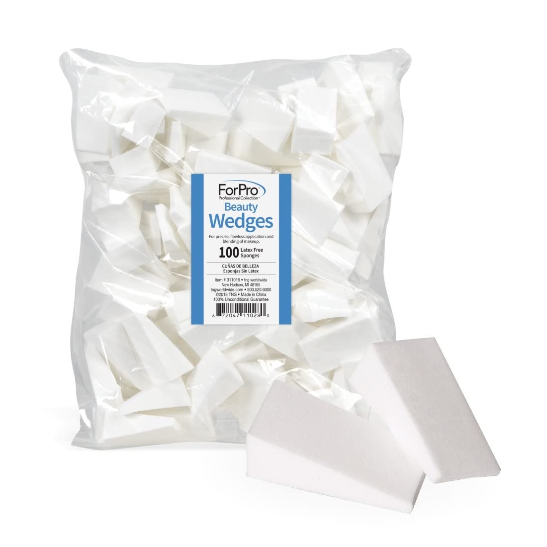 ForPro Beauty Wedges, 100ct, Latex Free Foam Sponges