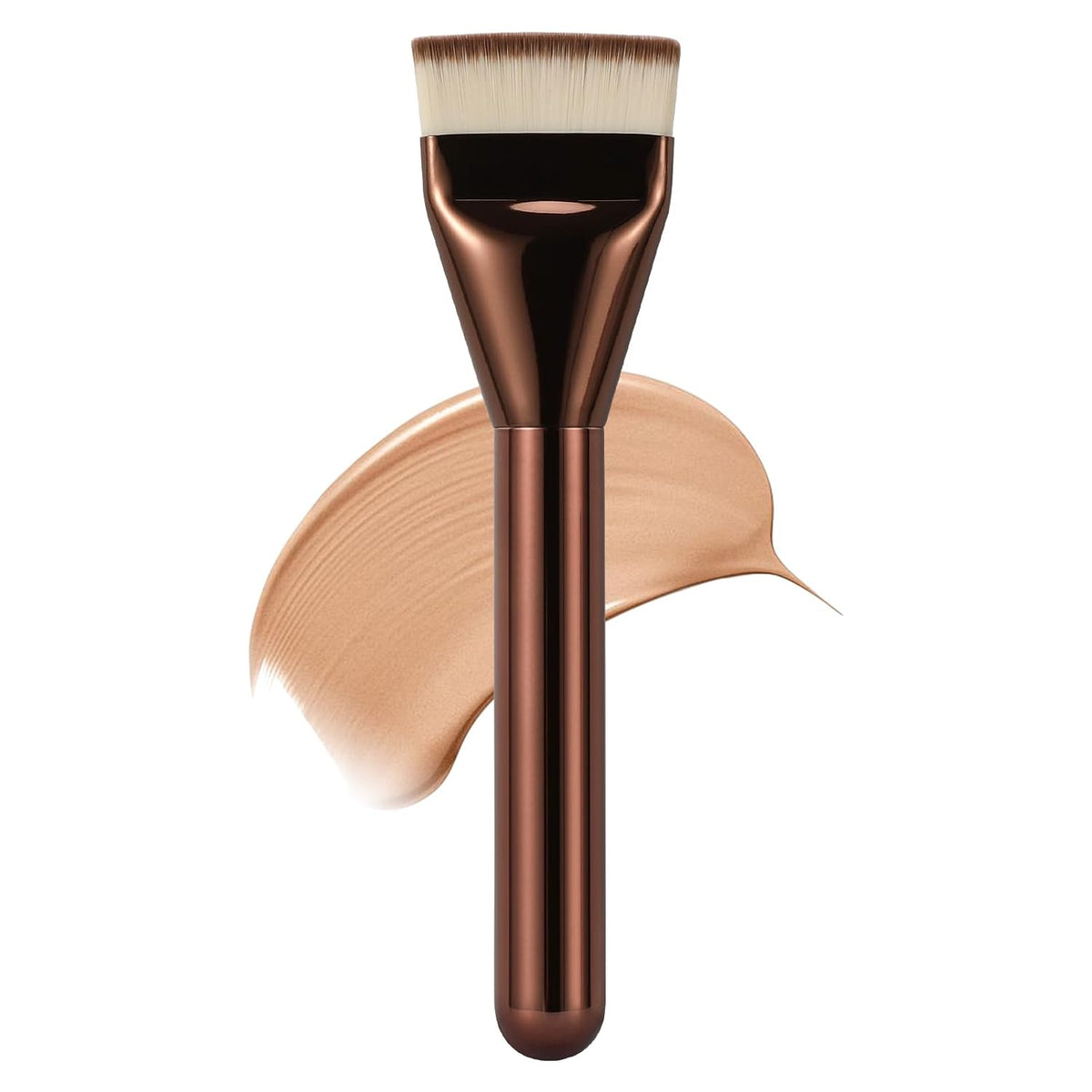 Flat Foundation Brush, Korean Spatula Foundation Brush with Dense Bristles, Professional Face Makeup Brush for Liquid & Cream Blending(Coffee）