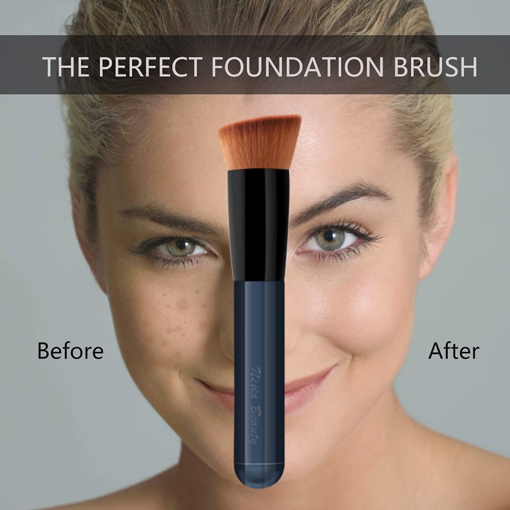 Foundation Brush, Flat Top Kabuki Foundation Brush for Liquid Makeup, Cream, Powder, Travel Size Face Foundation Blending Makeup Brushes (131)…