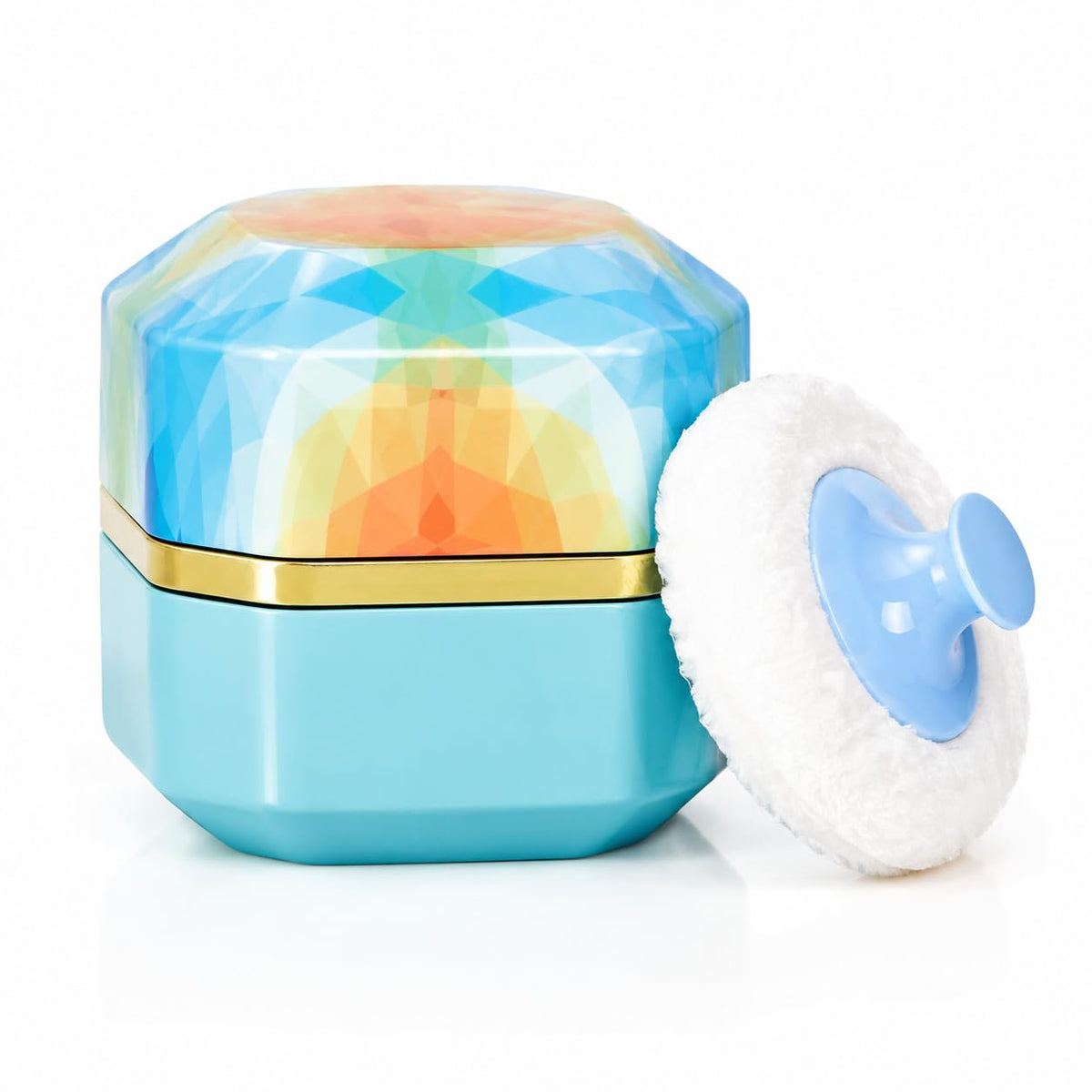 Body Powder Puff and Container, 3.35" Portable Dusting Powder Container with Soft Puff Powder Case Box Jar for Baby Women Home and Travel Use(Blue)