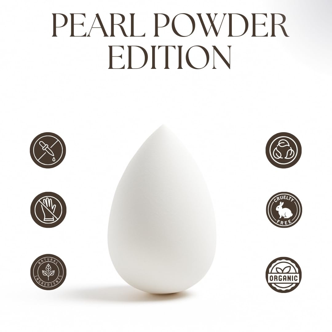 Pearl Beauty Sponge - Plant-Based, Eco-Friendly, Cruelty-Free, Dye-Free & Latex-Free Blender, Biodegradable & Natural Makeup Sponge, Makeup Blender, Perfect for Liquid & Powder (3 Count)