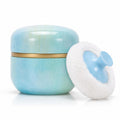 Body Powder Puff and Container, 3.35" Portable Dusting Powder Container with Soft Puff Powder Case Box Jar for Baby Women Home and Travel Use(Blue)