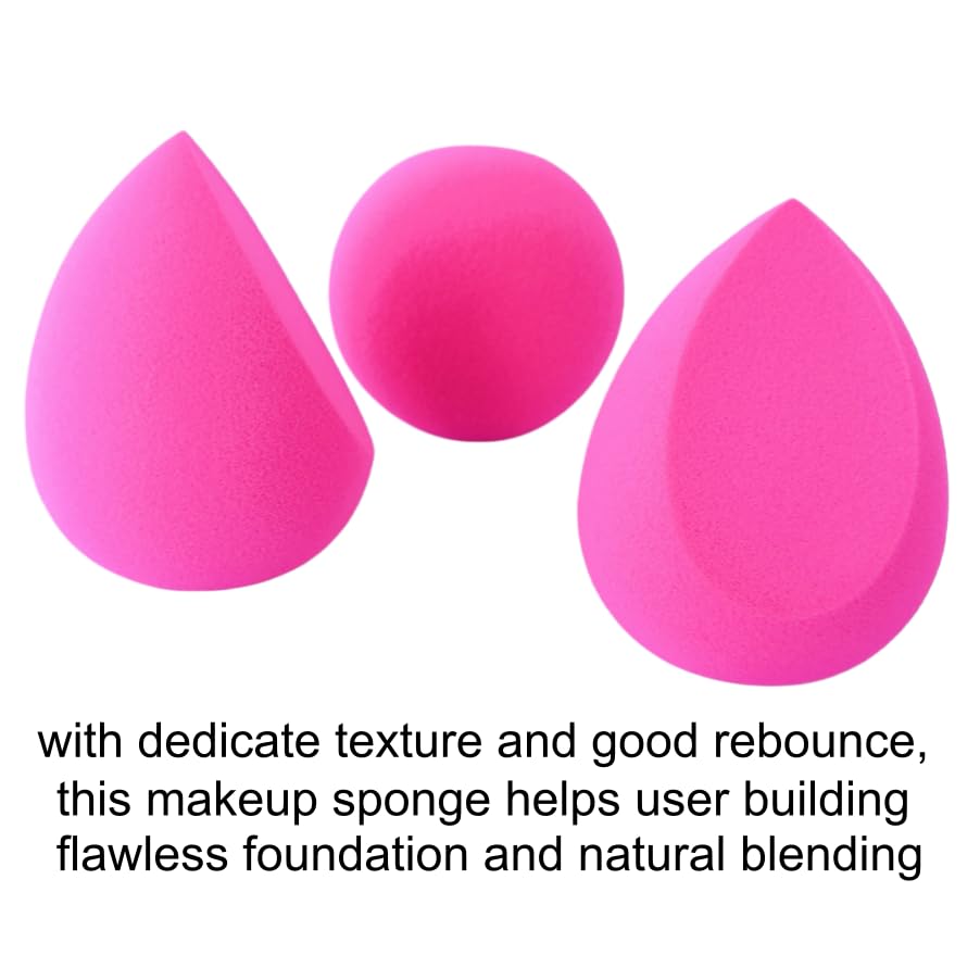 RockFancy Makeup Sponge with Low Absorption and Flawless Finish, Latex Free PU with Wet Dry Use for Foundation, Concealer and Contour, Ideal for Liquid, Cream and Powder for a Smooth Complexion
