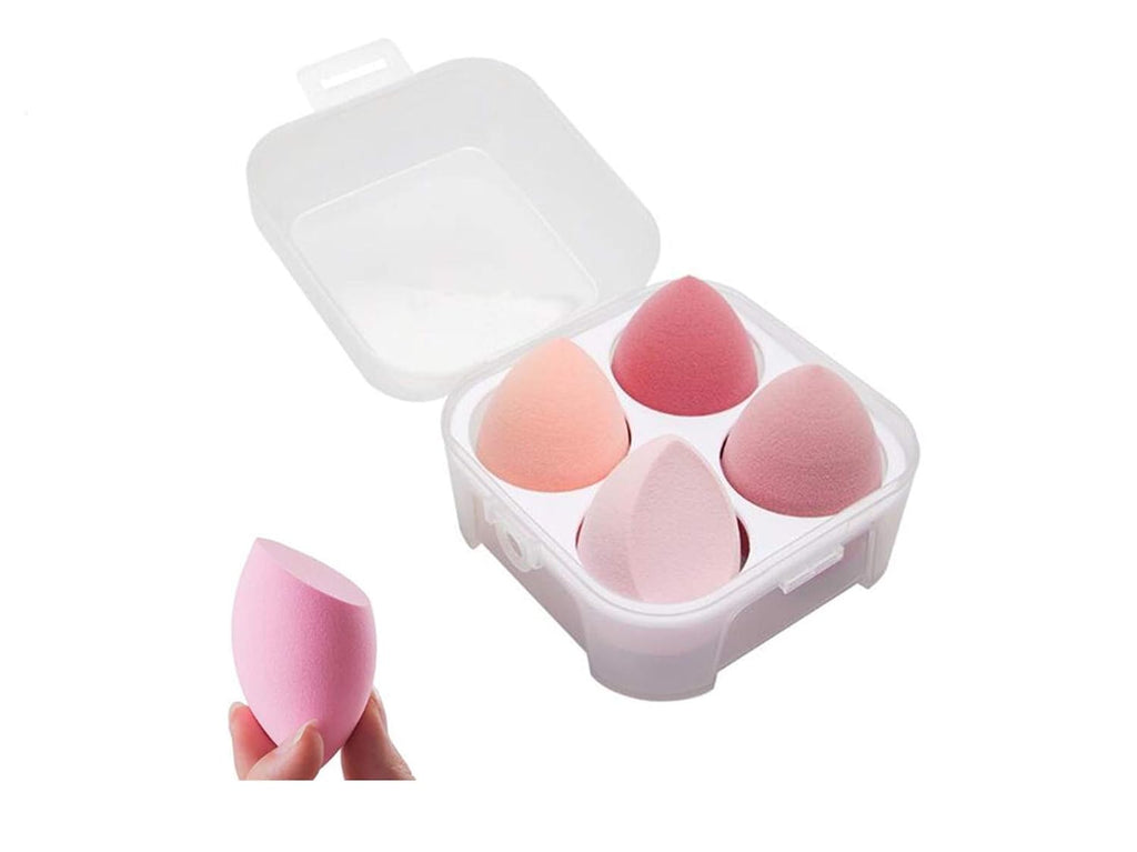 Sinen 4 Pcs Dry and Wet Use Makeup Sponge Set Blender Beauty Foundation Blending Sponge for Liquid, Cream, and Powder with Egg Holder Box