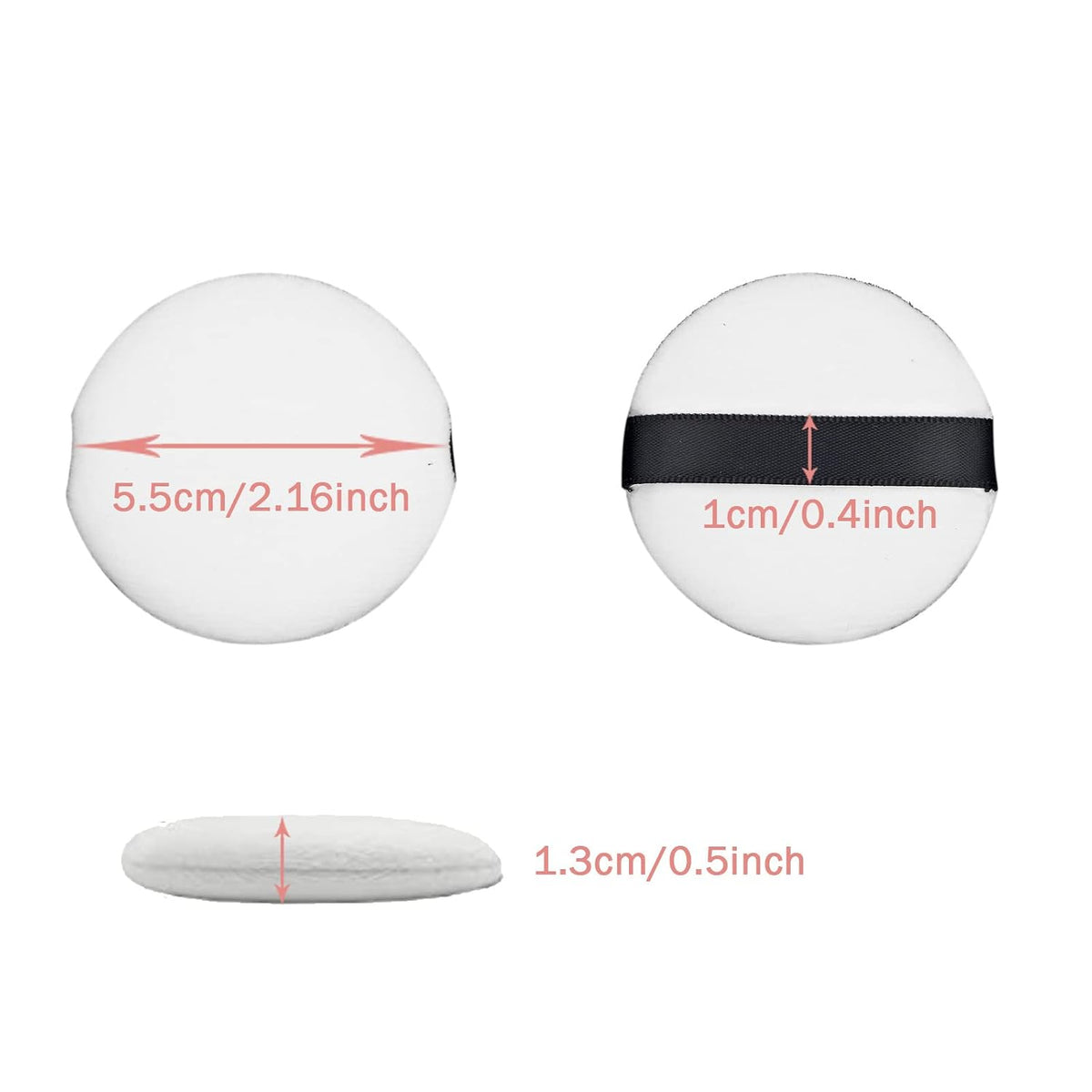 4PCS Soft Powder Makeup Puffs with Ribbon, 2.16-Inch