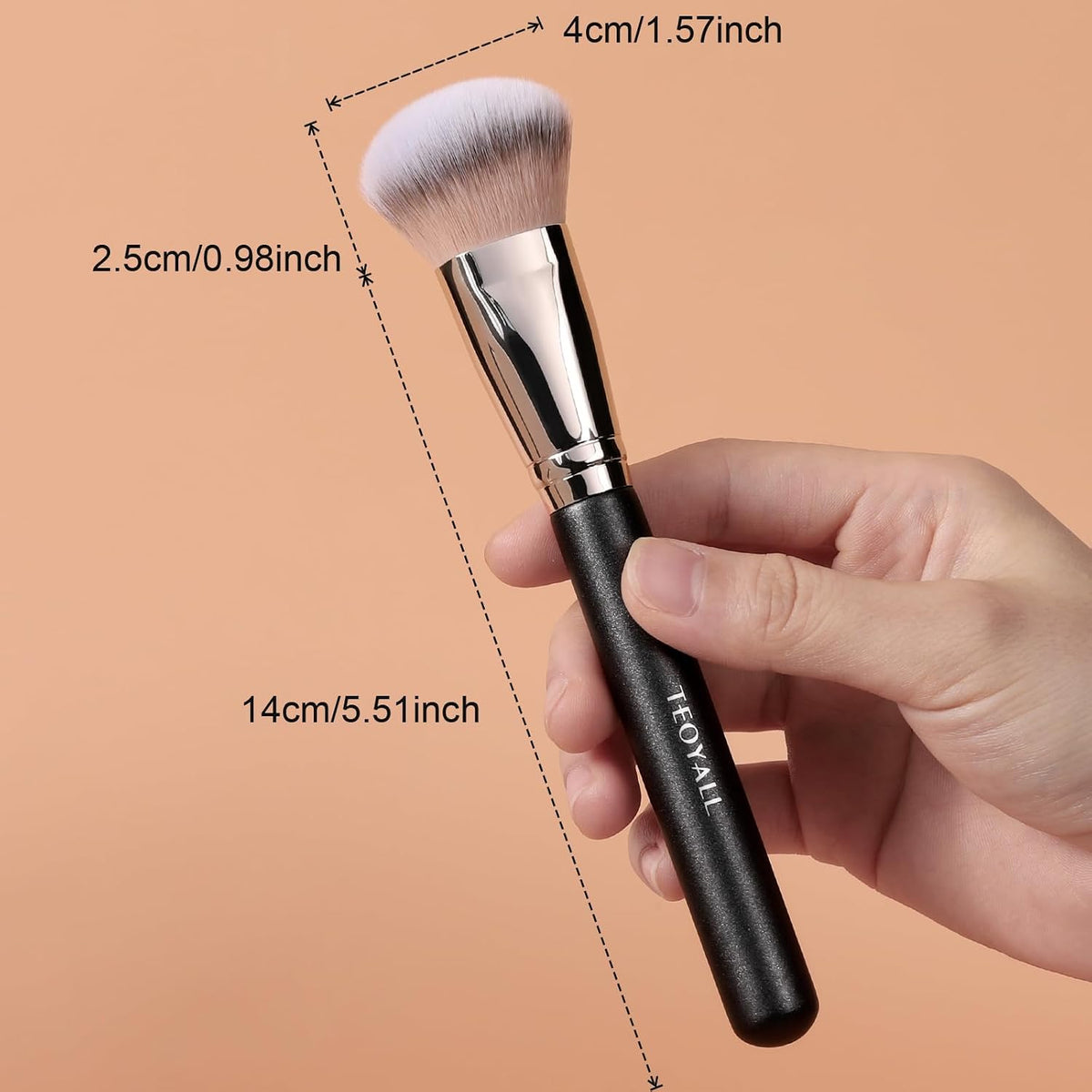 TEOYALL Domed Foundation Brush, Soft Dense Base Blending Stippling Brush