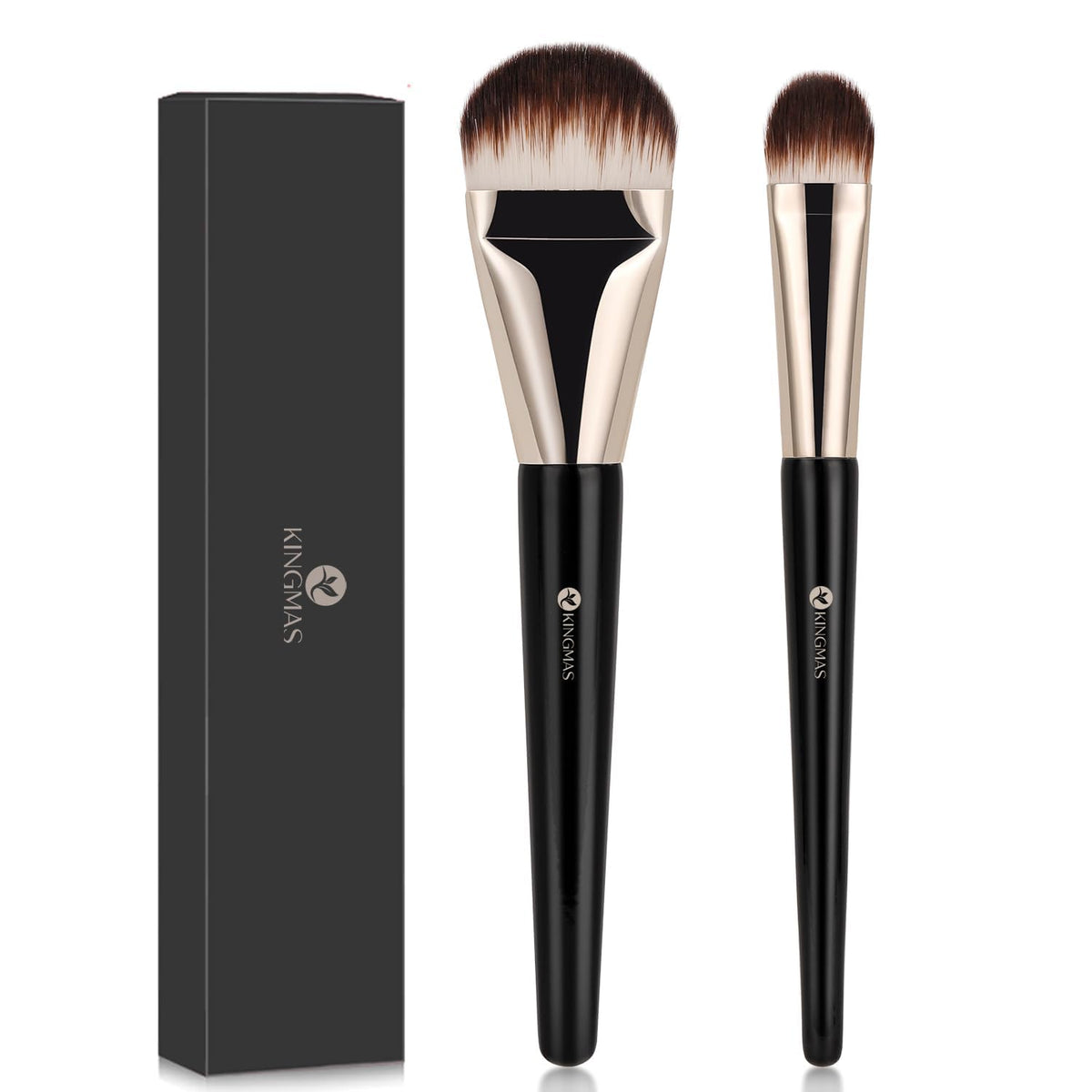 KINGMAS 2Pcs Flat Foundation Brush, Korean Spatula Facial Makeup Brush, Ultra Thin Concealer Contour Brush for Liquid Cream Blending