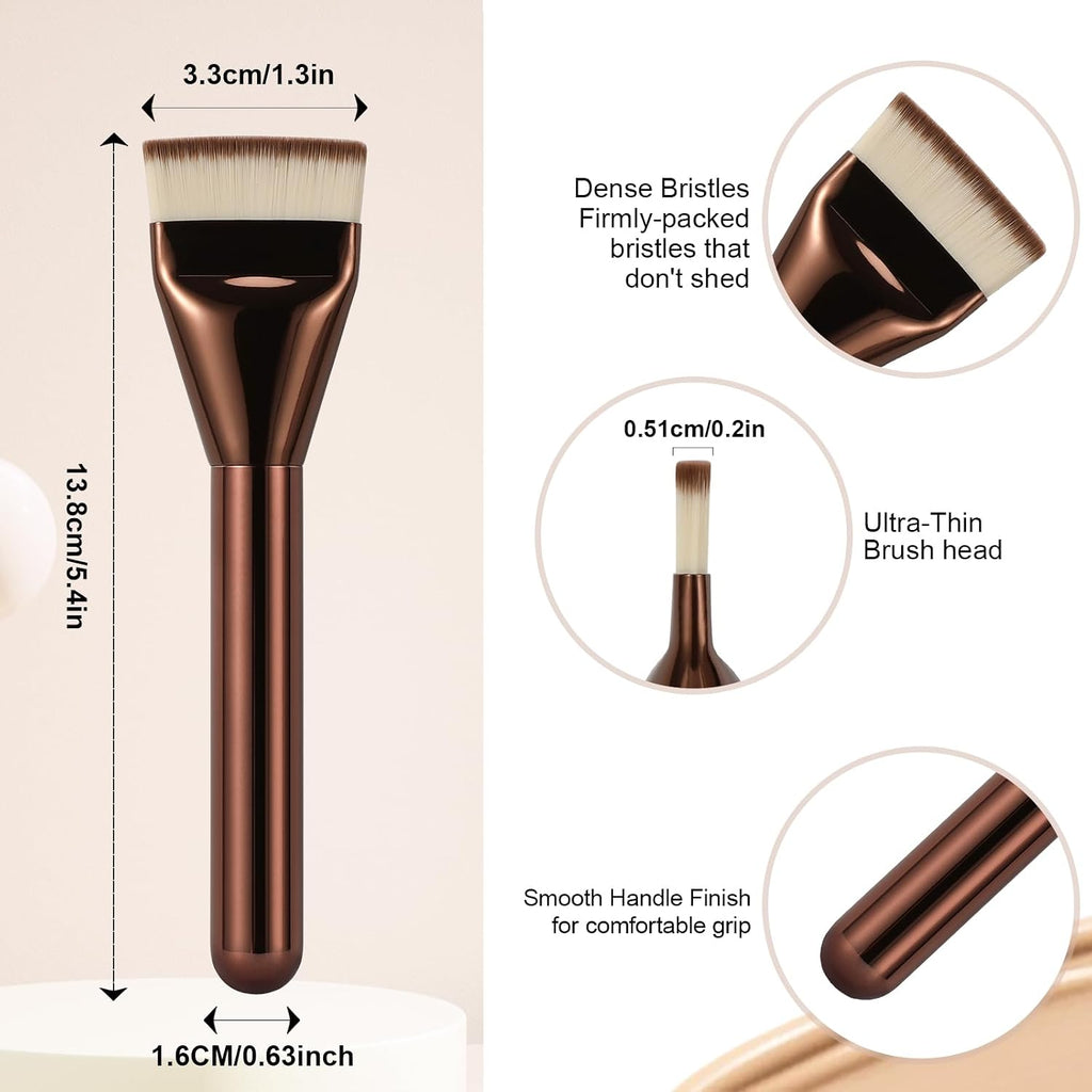 Flat Foundation Brush, Korean Spatula Foundation Brush with Dense Bristles, Professional Face Makeup Brush for Liquid & Cream Blending(Coffee）