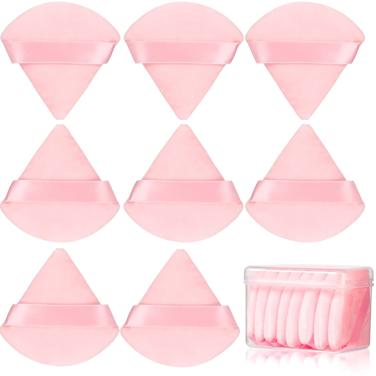 8Pcs Powder Puff, Dual Wet Dry for Triangle Makeup Puff,Pink