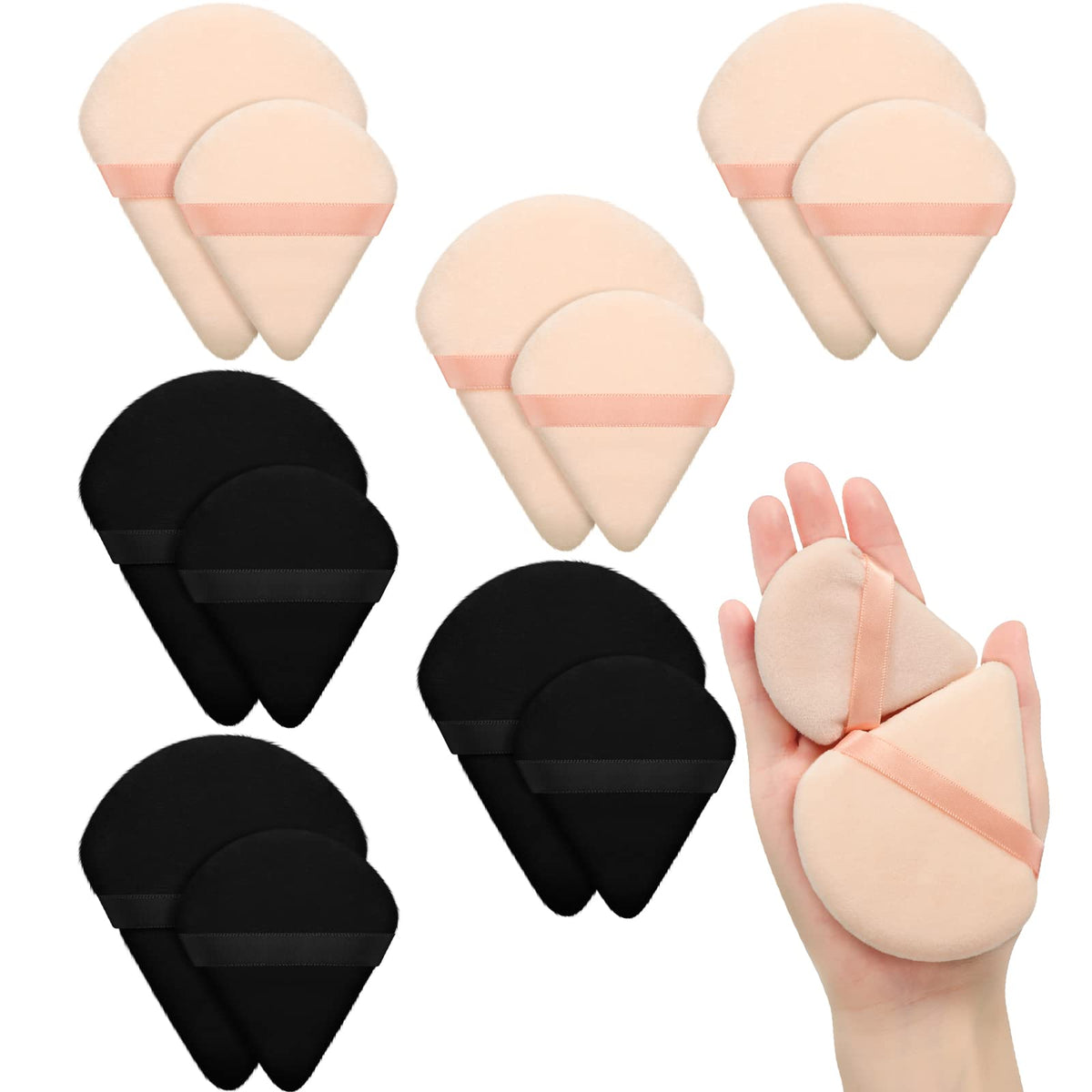 Maitys 12 Pcs Powder Puff Triangle,2.83 Inch,Black