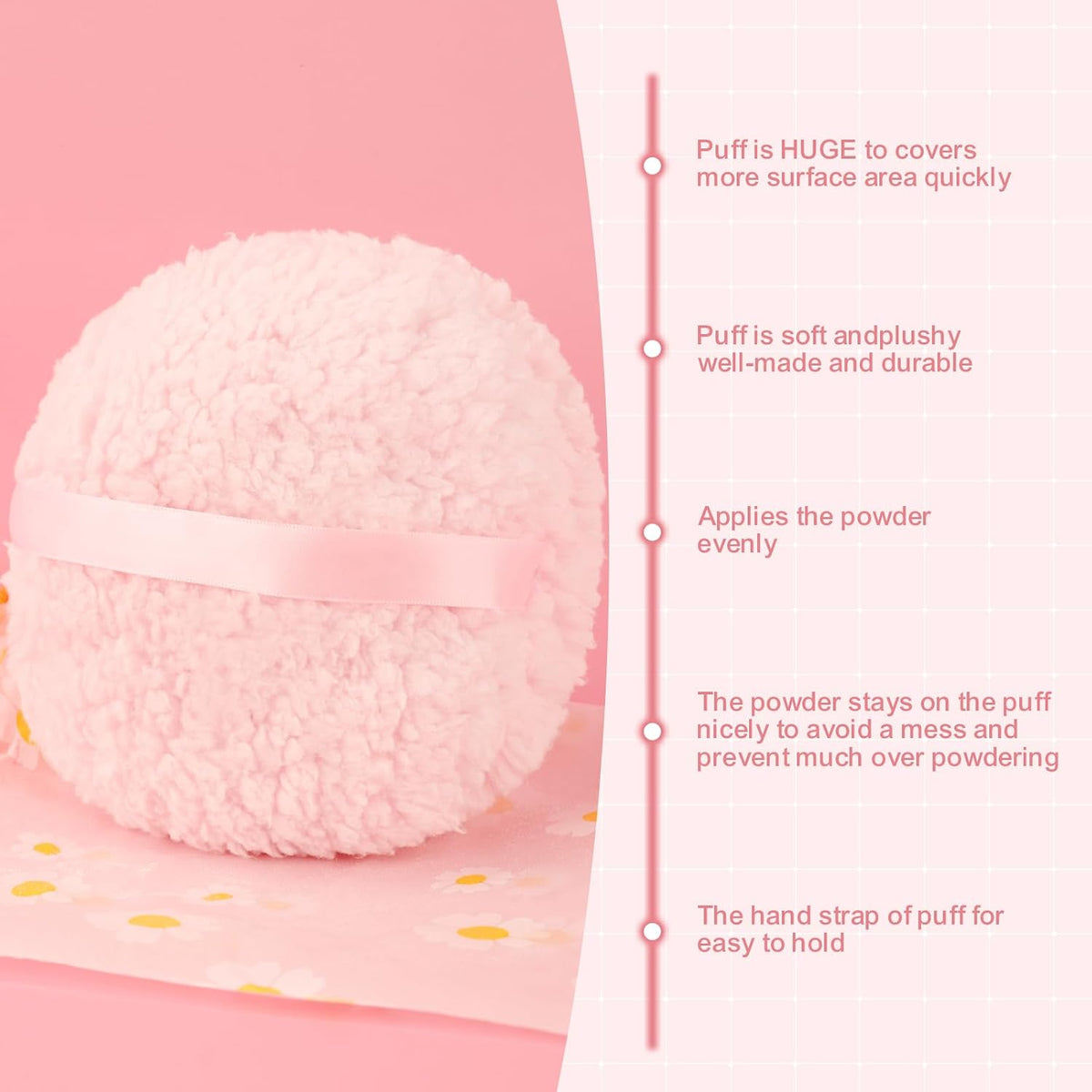 WSYUB Powder Puff, 6'' Powder Puff for Body Powder,Body Powder Puffs