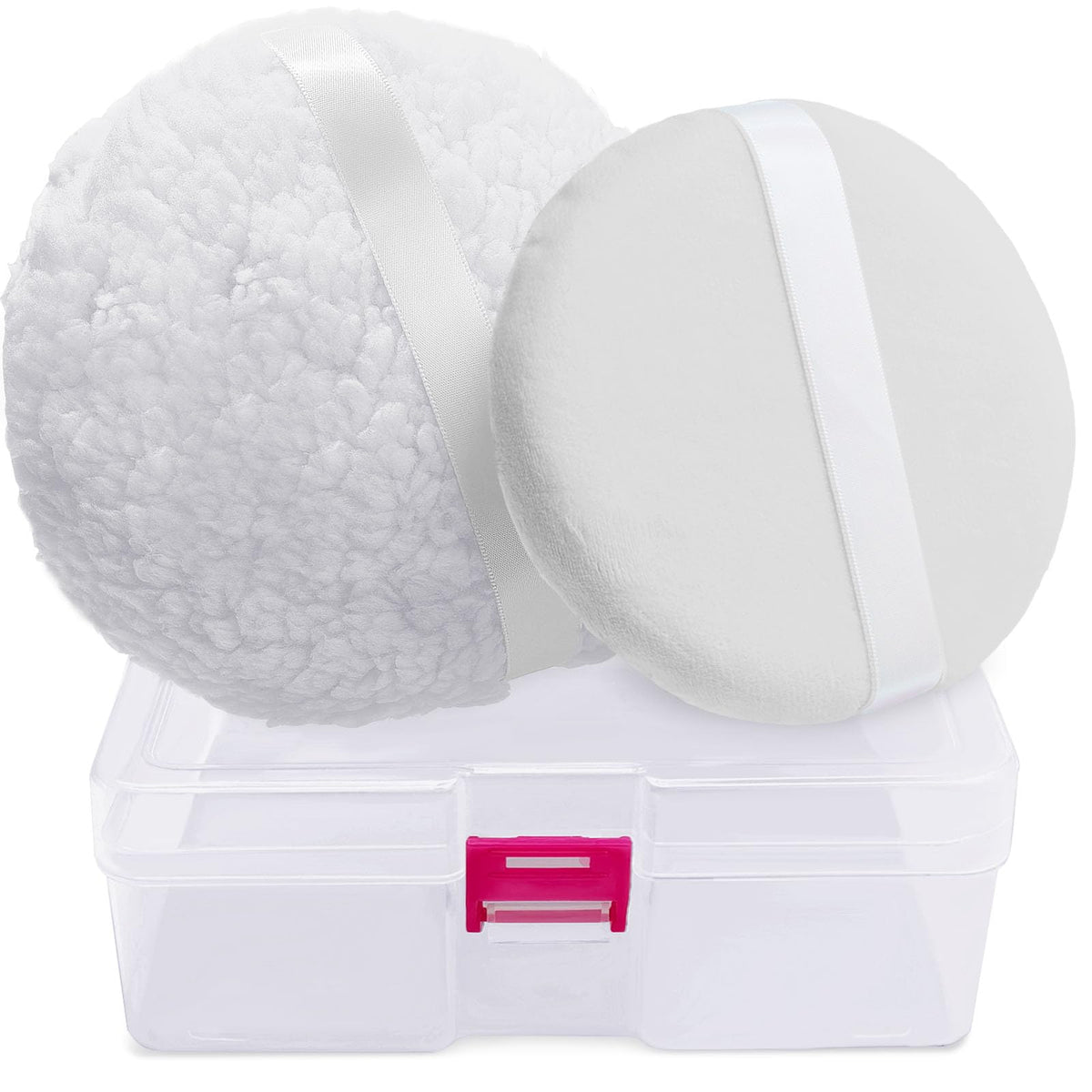 3pcs 6'' Body Powder Puffs for Dusting Powder and Container, Pink