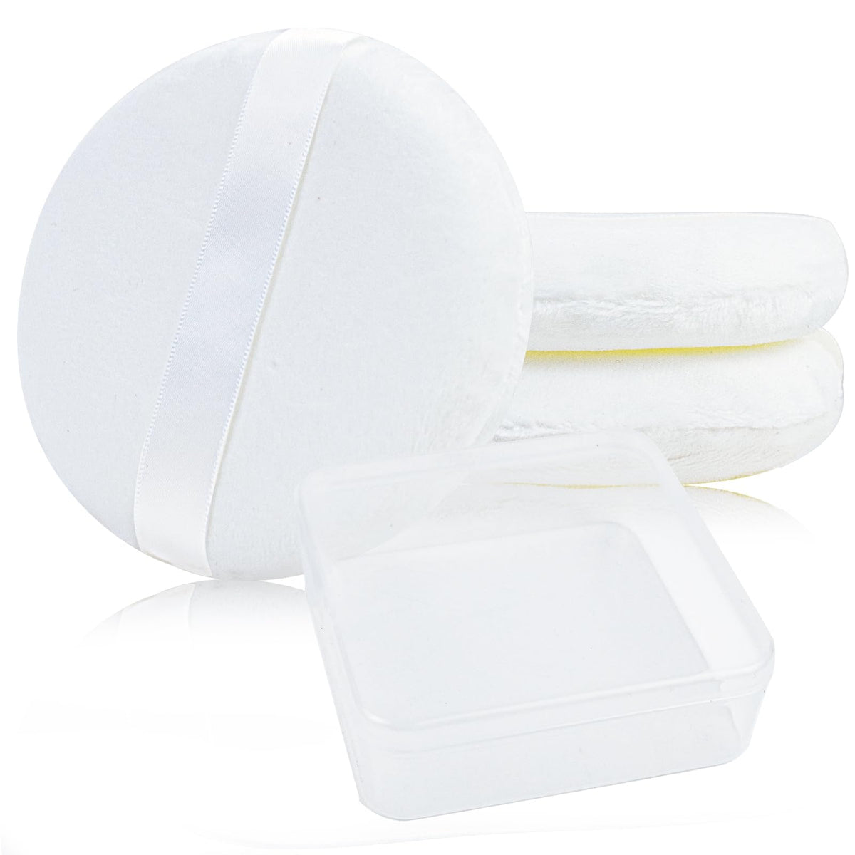 4 Pack Extra Large Body Powder Puff, Soft Cotton Powder Puffs 4.13 Inch Dusting Powder Puff Washable Round Powder Puffs for Woman Baby Body Face Loose Dusting Powder