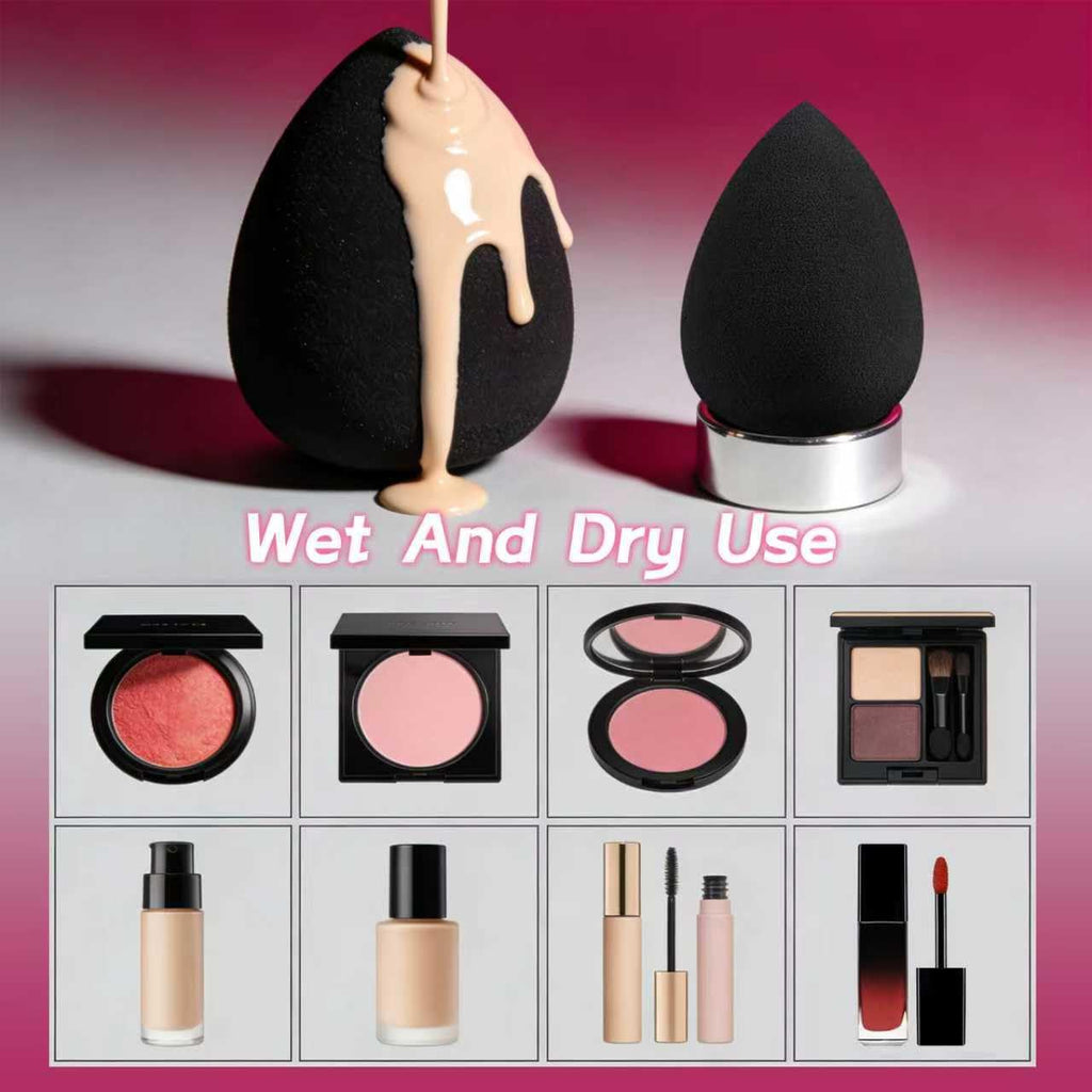 15 Pcs Black Makeup Sponge Set, Latex-Free Soft Reusable Wet & Dry Use