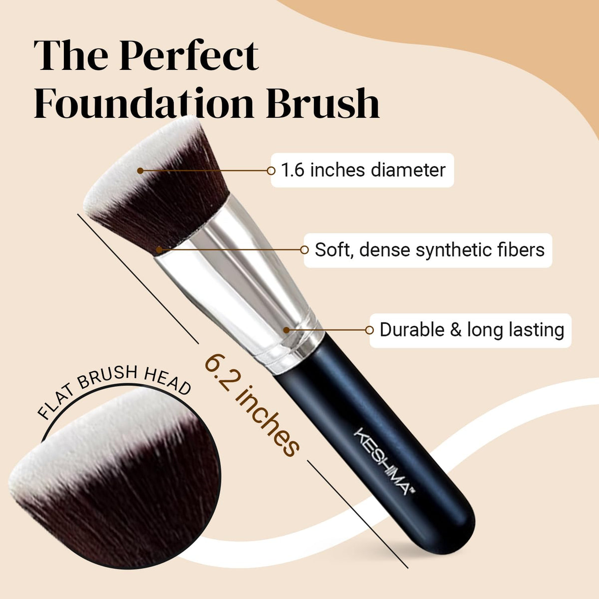 Large Flat Top Kabuki Foundation Brush by Keshima - Premium Makeup Brush