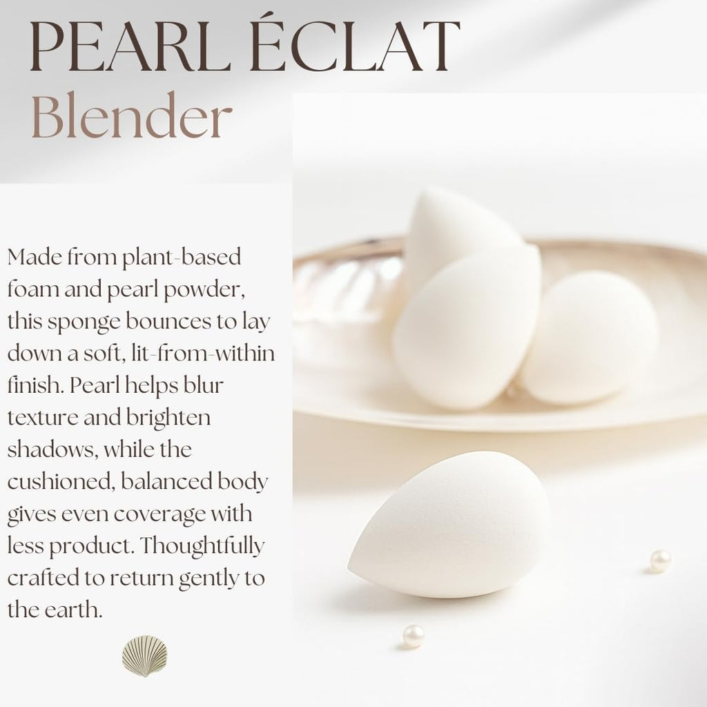 Pearl Beauty Sponge - Plant-Based, Eco-Friendly, Cruelty-Free, Dye-Free & Latex-Free Blender, Biodegradable & Natural Makeup Sponge, Makeup Blender, Perfect for Liquid & Powder (3 Count)