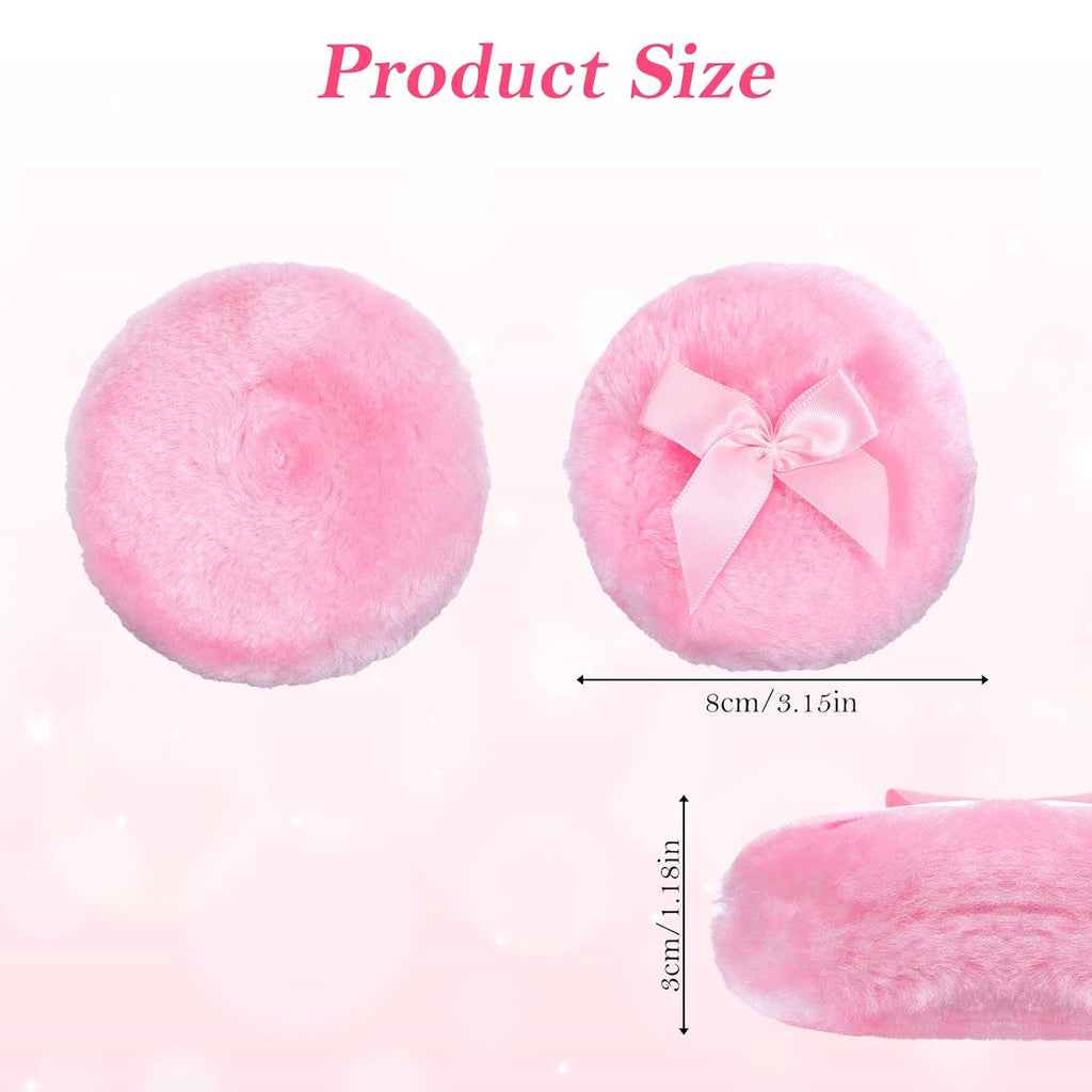 Large Fluffy Body Powder Pad, 4Pcs 3.5 Inch Soft Body Powder Washable Reusable Round Loose Puff for Adult 4 Color