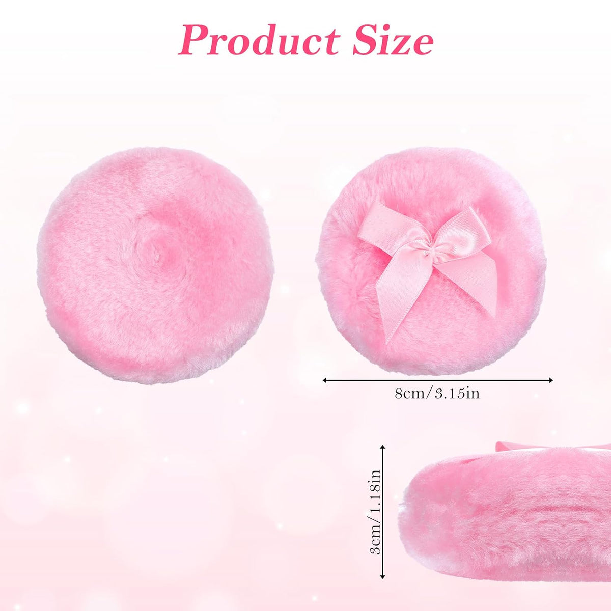Large Fluffy Body Powder Pad, 4Pcs 3.5 Inch Soft Body Powder Washable Reusable Round Loose Puff for Adult 4 Color