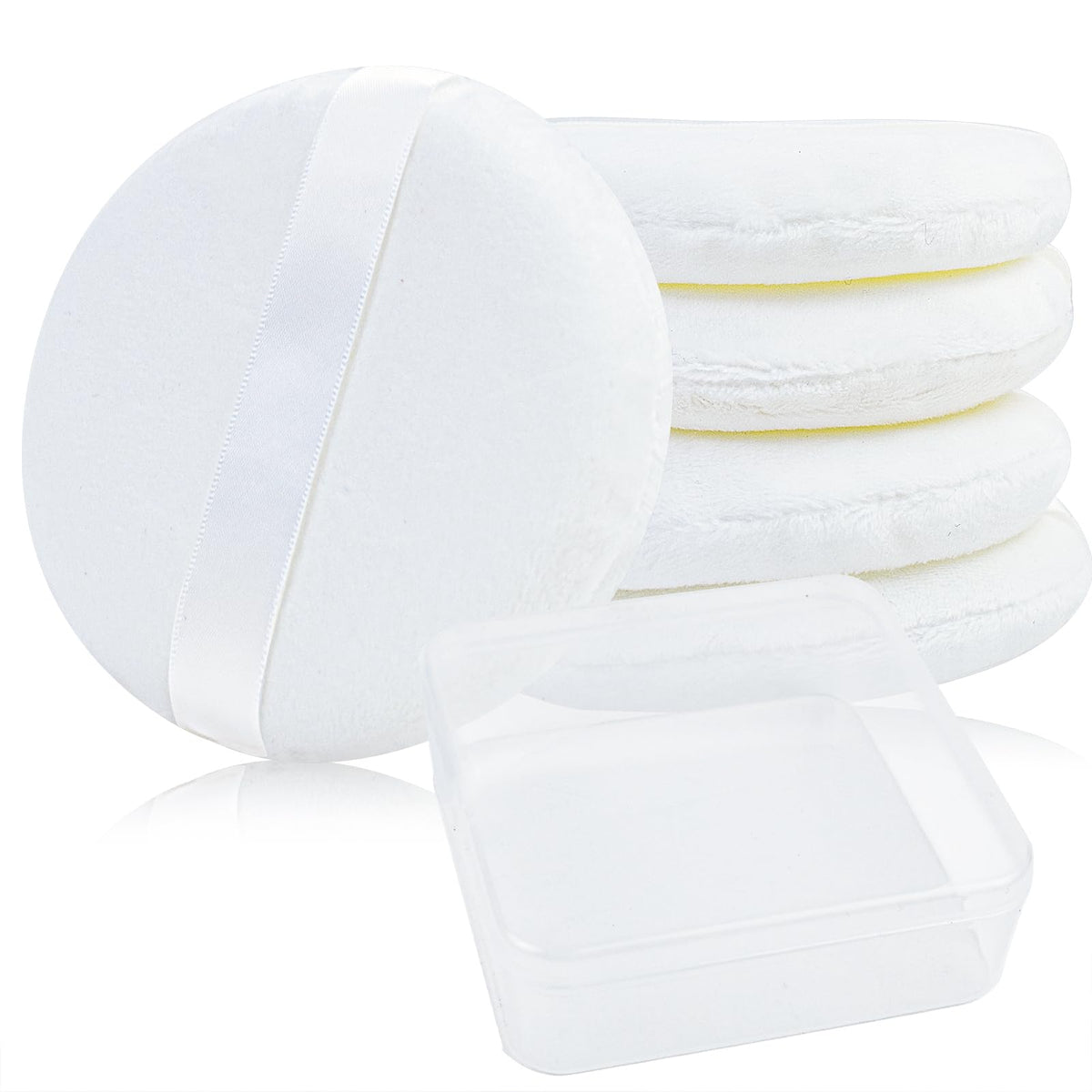 4 Pack Extra Large Body Powder Puff, Soft Cotton Powder Puffs 4.13 Inch Dusting Powder Puff Washable Round Powder Puffs for Woman Baby Body Face Loose Dusting Powder