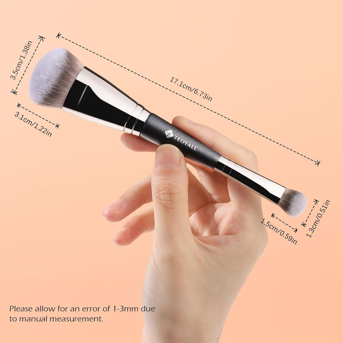 TEOYALL Dual-Ended Brush, Cat Paw Foundation and Under Eye Concealer Brush