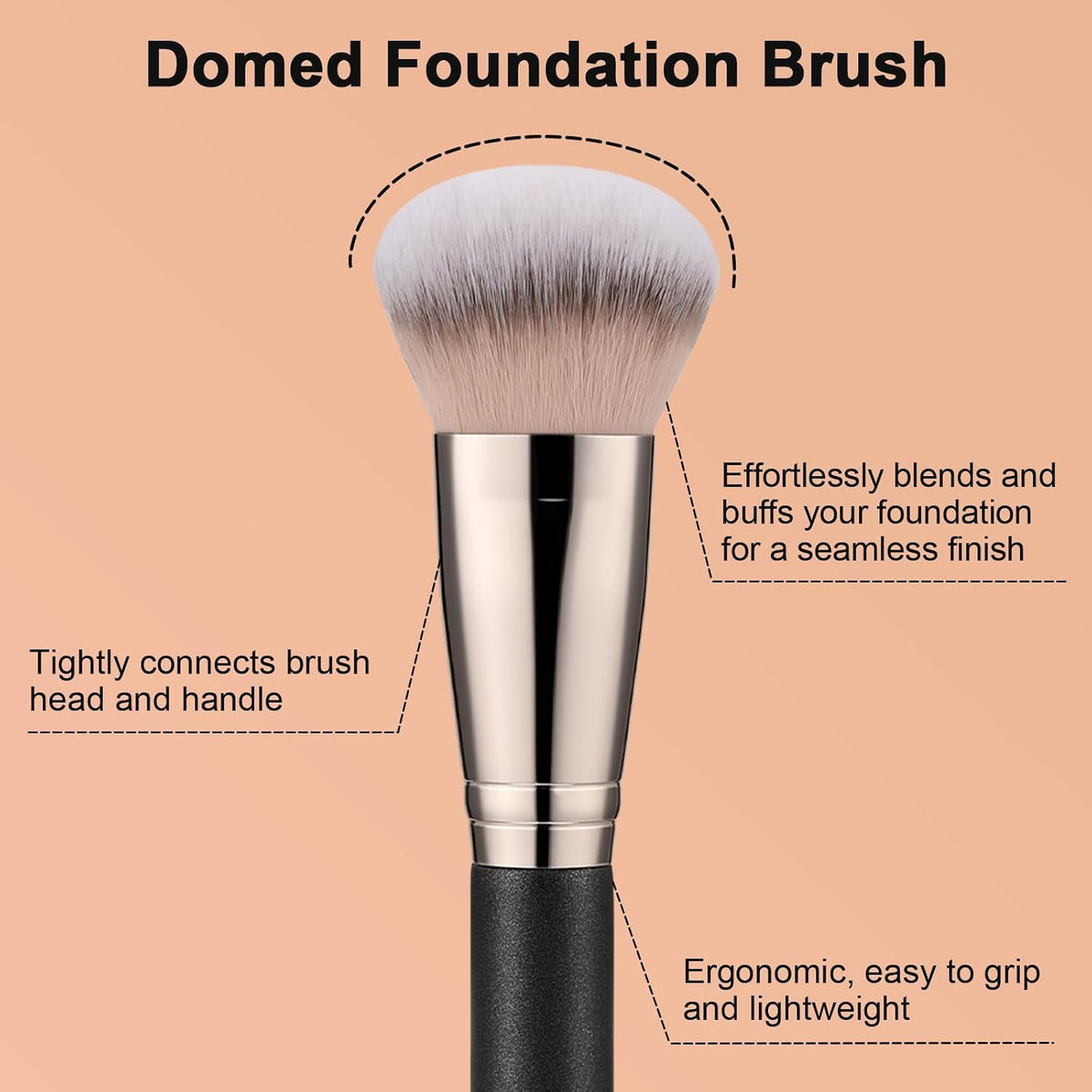 TEOYALL Domed Foundation Brush, Soft Dense Base Blending Stippling Brush