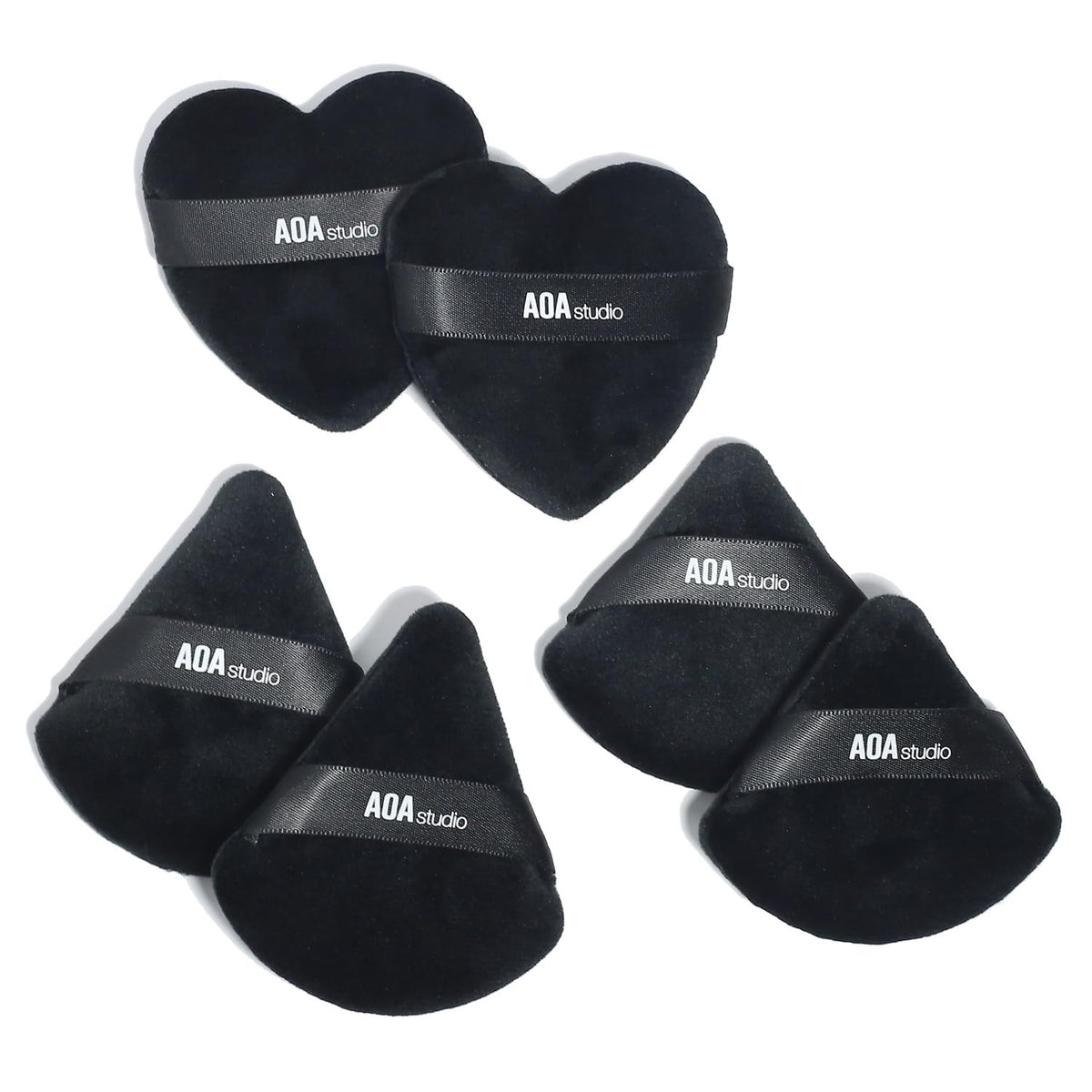 AOA Studio Velvet Puffs Makeup Puff Set of 6 Loose Powder Body Powder, Velour Makeup Blender Sponge Foundation Blending Sponges Set Beauty Makeup Tools (Black)