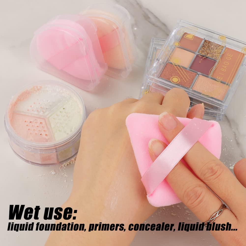 Ocim 10Pcs Triangle Powder Puff Face Makeup,Setting,With Case,Black