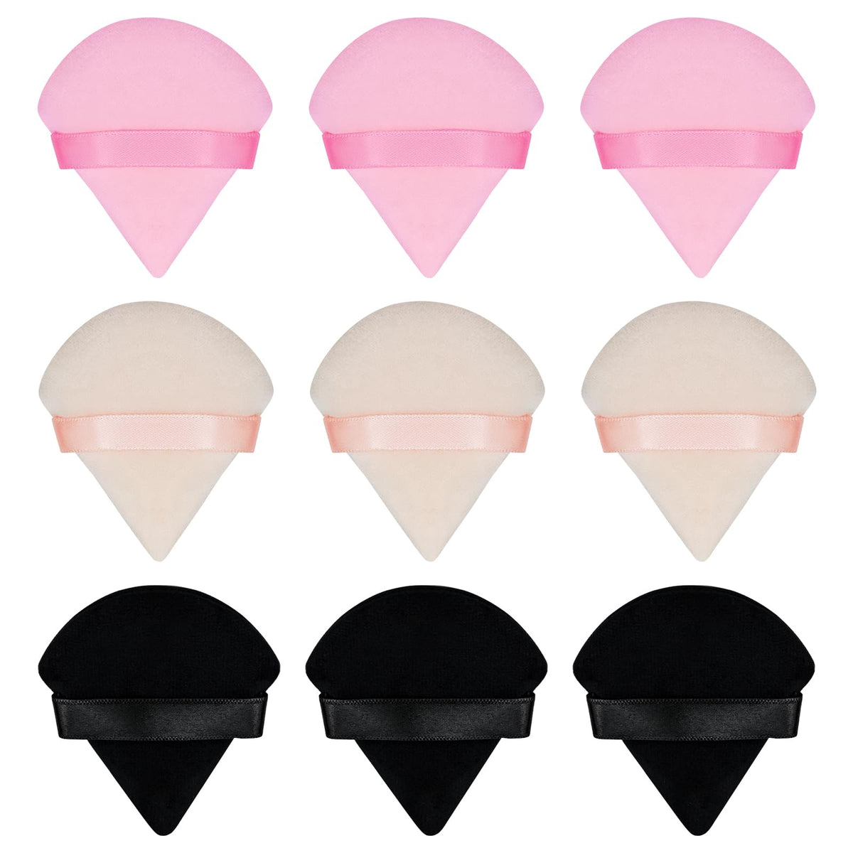 2Pcs Triangle Powder Puffs, Face Makeup Puff for Body Loose Powder Beauty Makeup Tool Black