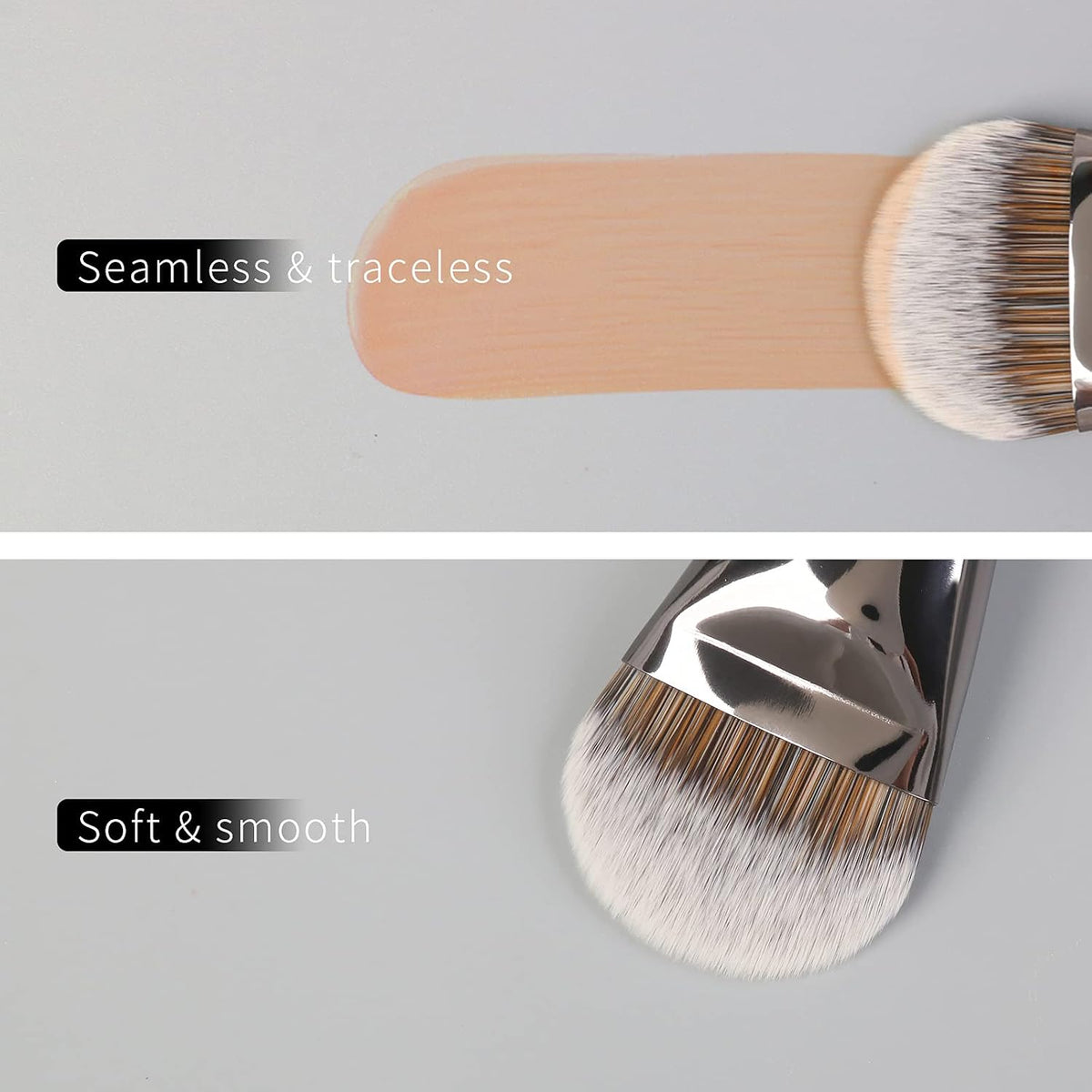 ENZO KEN Flat Foundation Brush for Liquid Makeup, Liquid Foundation Brush, Flat Makeup Brush for Foundation, Make up Brushes, Makeup Foundation Brushes. 820 Black