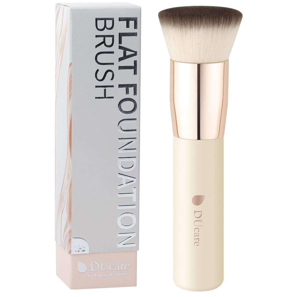 DUcare Foundation Brush for Liquid Makeup,Flat Top Kabuki Foundation Brushes - Premium Makeup Brush for Liquid, Cream, Powder,Buffing, Blending, Rose Golden/White