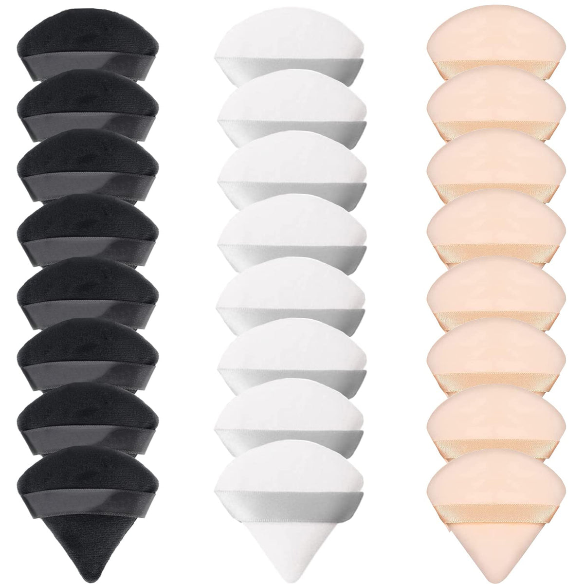 24 Pieces Powder Puff, Triangle Makeup Puff Cotton Powder Face Washable Body Powder Puff for Loose Powder Body Cosmetic Foundation Sponge Makeup Tool (8B8W8N)