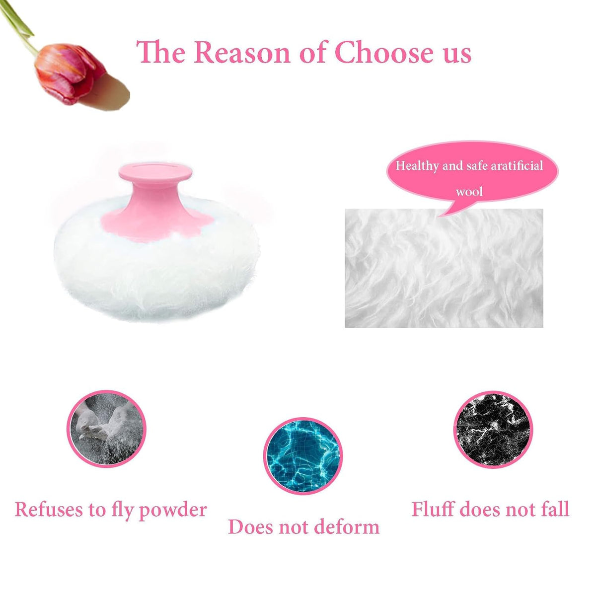 Body Powder Puff and Container for Dusting Powder (Romantic Flowers)