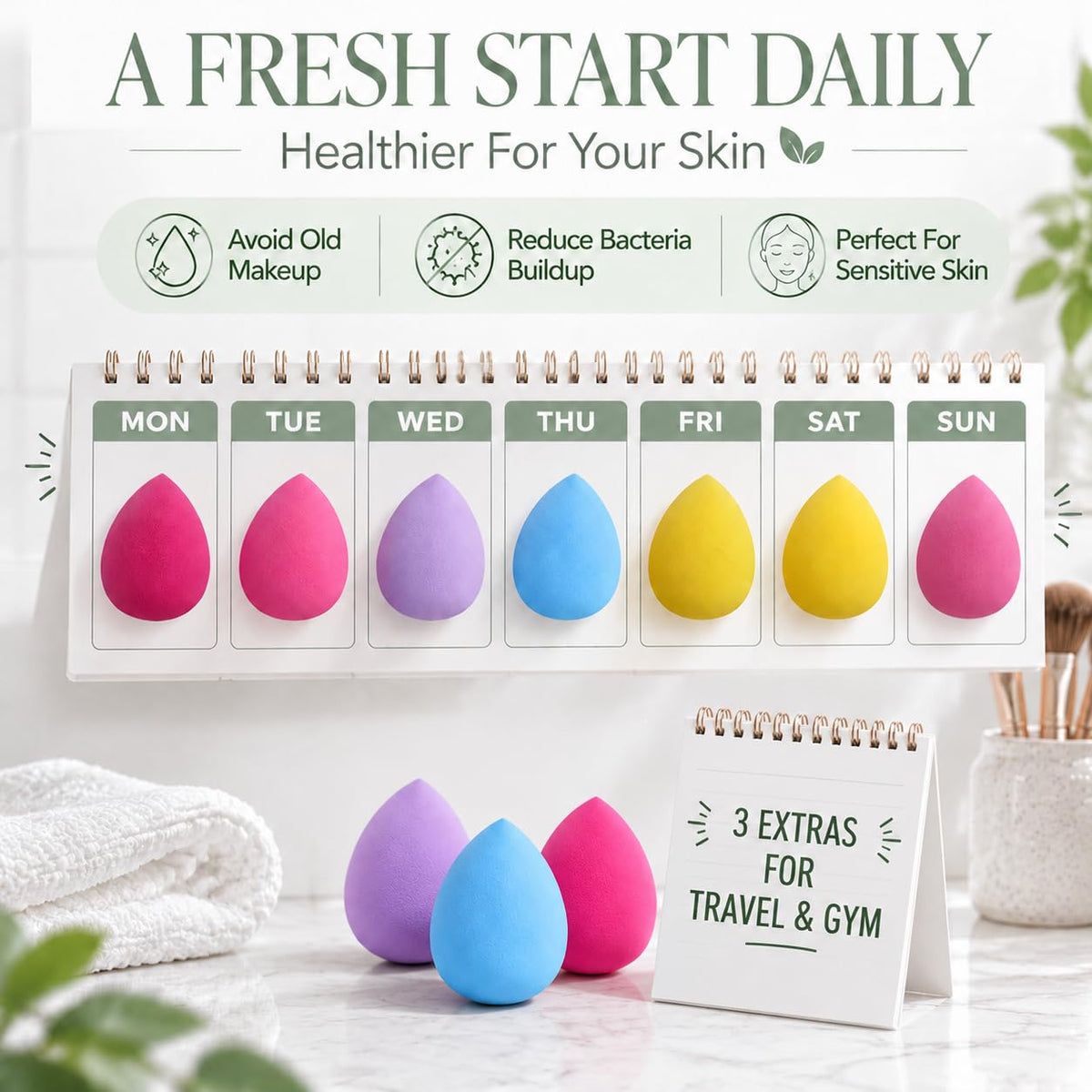 Earth & I - 10-Pack Makeup Sponges: Latex-Free Facial Foundation Blenders
