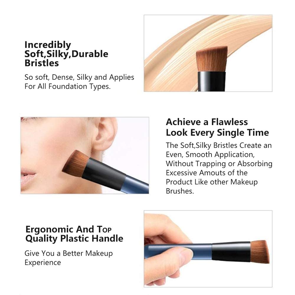 Foundation Brush, Flat Top Kabuki Foundation Brush for Liquid Makeup, Cream, Powder, Travel Size Face Foundation Blending Makeup Brushes (131)…