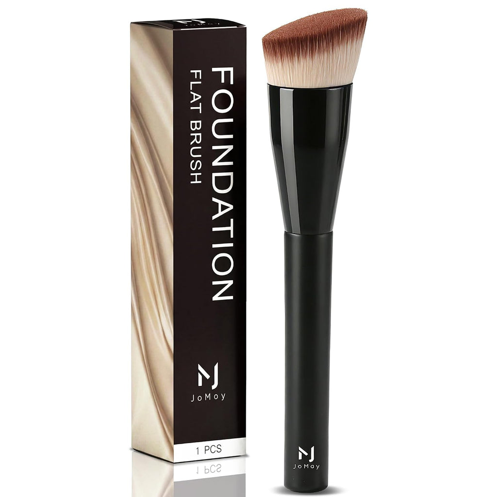 JoMay Flat Top Kabuki Foundation Brush, Angled Makeup Brush for Liquid Foundation, Dense Soft Vegan Bristles, Streak-Free Full Coverage Blending Brush for Beginners & Daily Makeup, 1 PCS