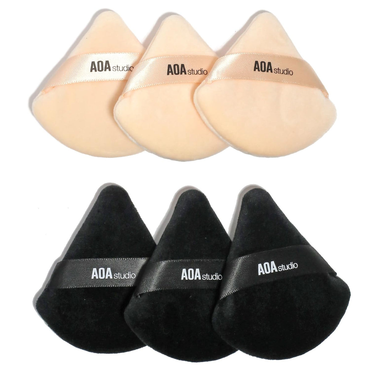 AOA Studio Velvet Puffs Makeup Puff Set of 6 Loose Powder Body Powder, Velour Makeup Blender Sponge Foundation Blending Sponges Set Beauty Makeup Tools (Black)