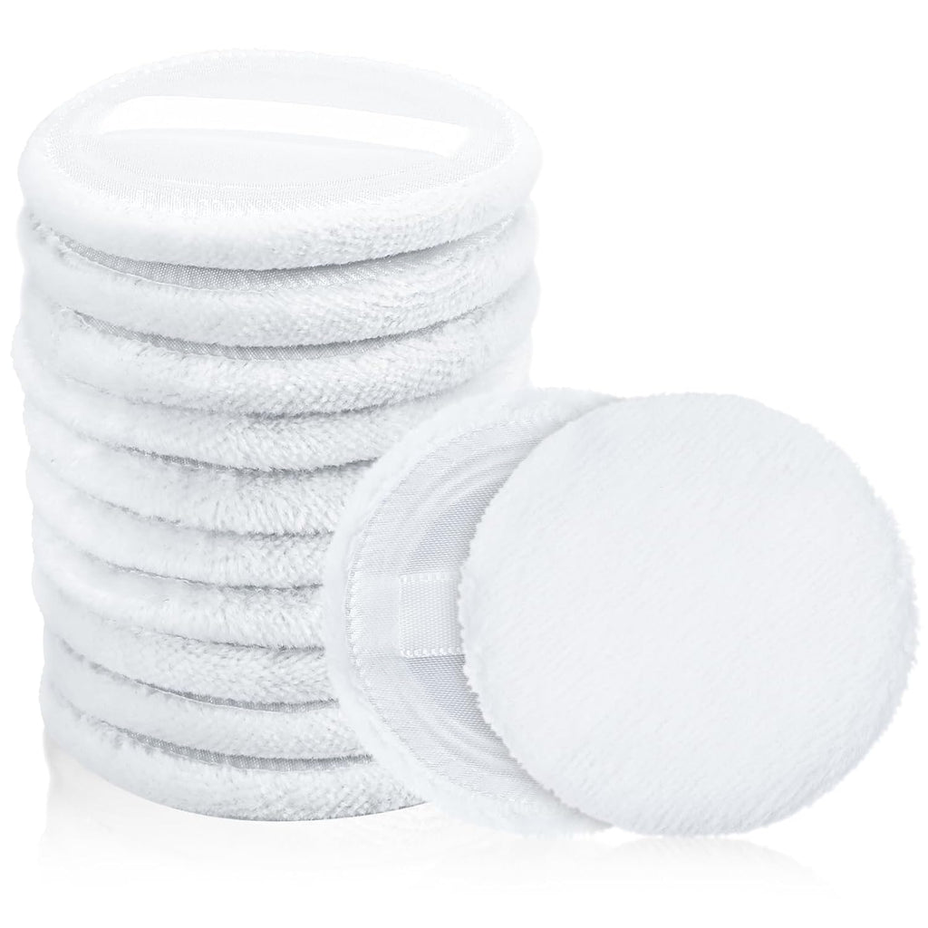 Makeup Puff 12 PCS Compact Puffs Round Velour Pressed -Puff for Makeup Face -Velour Puffs for Loose -Washable (2.36 Inch/White)