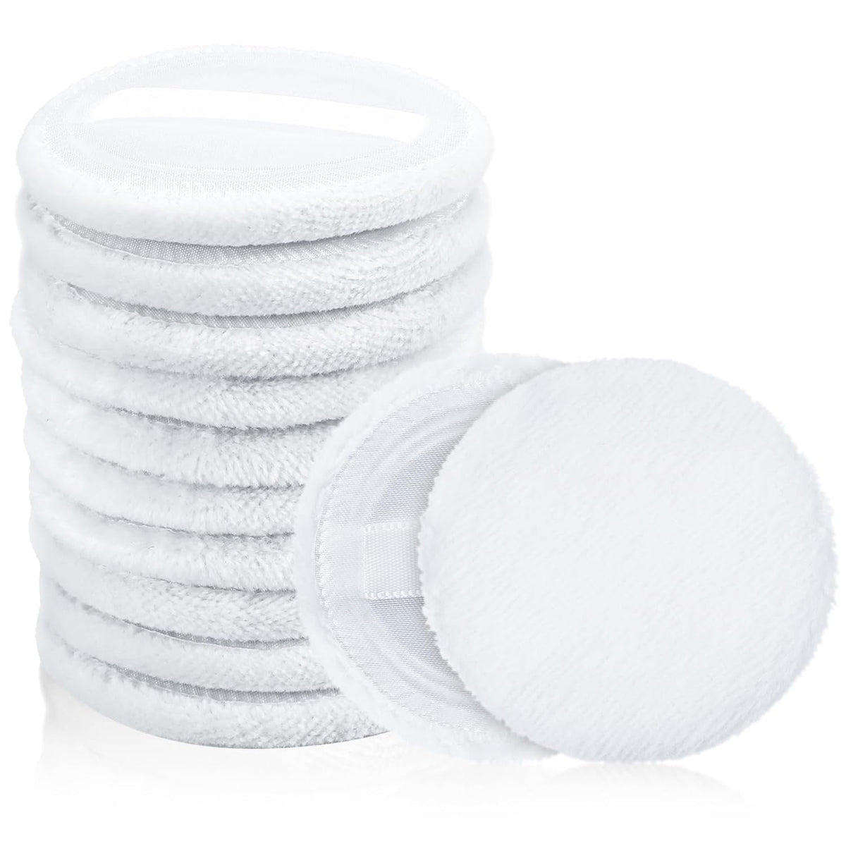 Makeup Puff 12 PCS Compact Puffs Round Velour Pressed -Puff for Makeup Face -Velour Puffs for Loose -Washable (2.36 Inch/White)