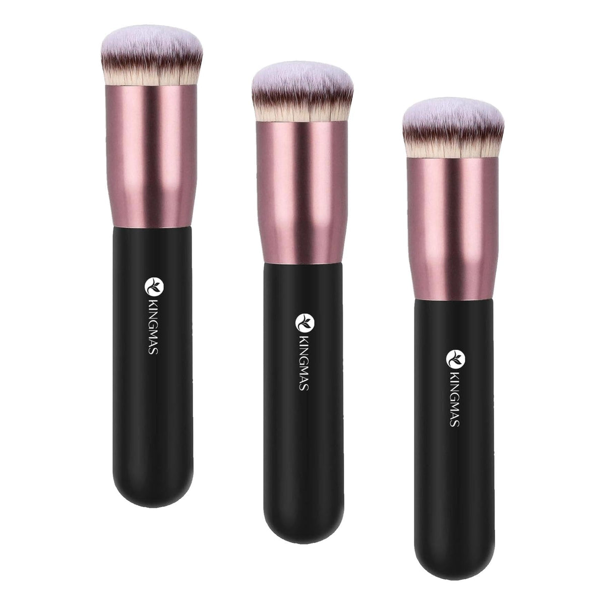 KINGMAS Angled Top Foundation Brush, Premium Kabuki Makeup Brush for Liquid, Blending, Cream, Powder,Blush Buffing Stippling Face Makeup Tools Black