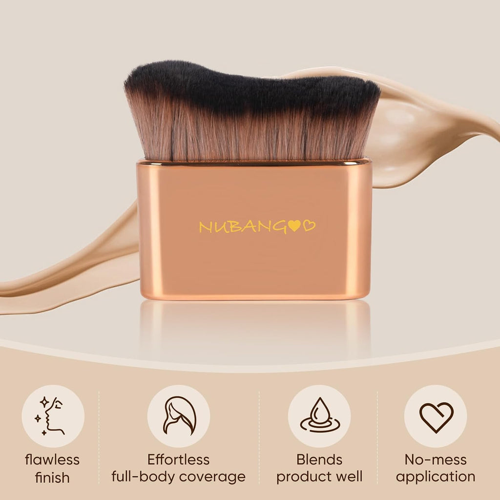 Professional Kabuki Foundation Brush,Makeup Brush, Self Tanner Brush,Self Tanning brush,Foundation Makeup Brush Cream Powder Liquid,Face Neck Body Leg Tanning Makeup (Pink Gold)