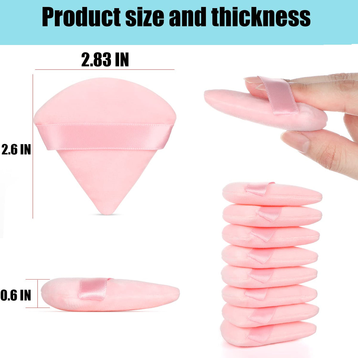 8Pcs Powder Puff, Dual Wet Dry for Triangle Makeup Puff,Pink