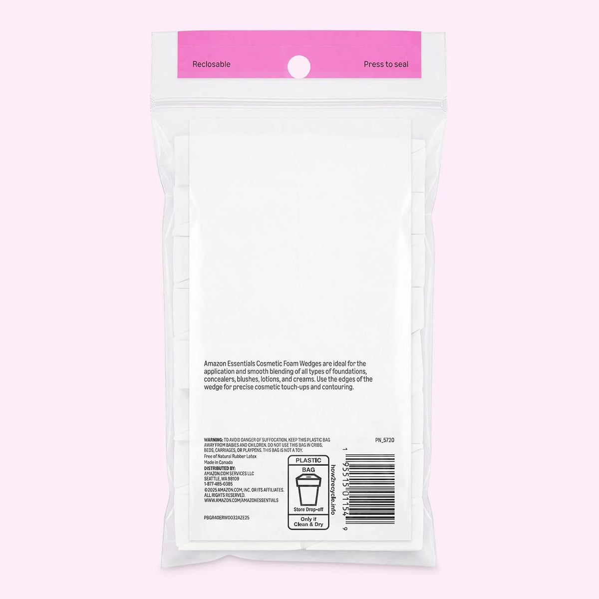 Amazon Essentials Cosmetic Foam Wedges For Makeup, 32 Count (Previously Amazon Basics)