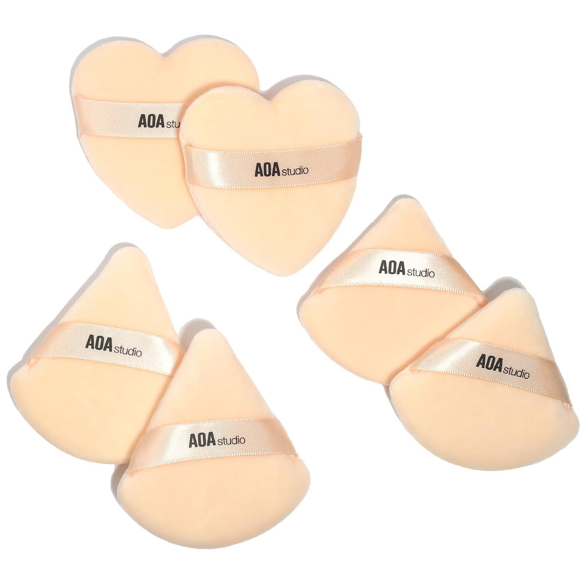 AOA Studio Velvet Puffs Makeup Puff Set of 6 Loose Powder Body Powder, Velour Makeup Blender Sponge Foundation Blending Sponges Set Beauty Makeup Tools (Black)