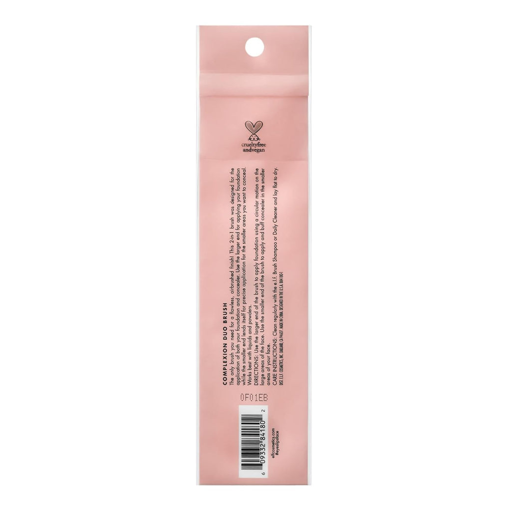 e.l.f. Complexion Duo Brush, Makeup Brush For Applying Foundation & Concealer, Creates An Airbrushed Finish, Made With Vegan, Cruelty-Free Bristles