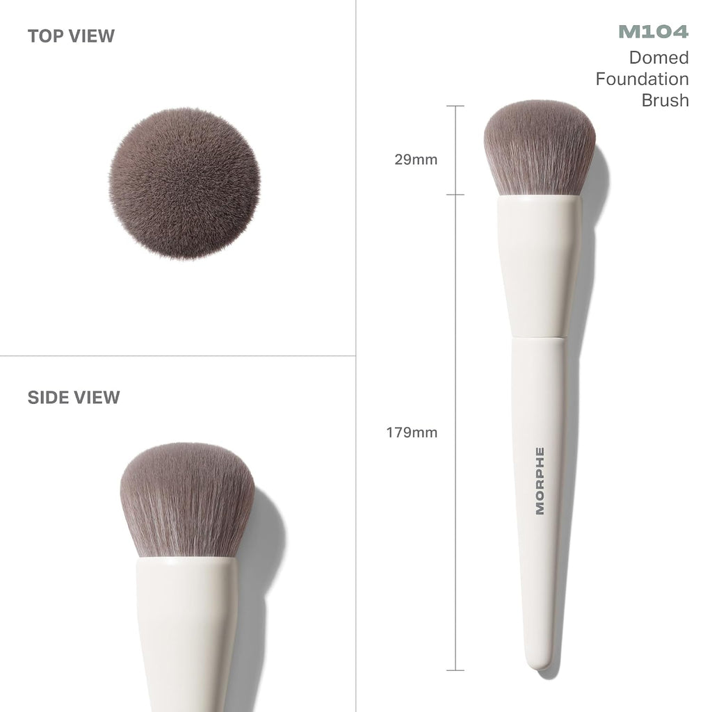 Morphe M104 Domed Foundation Brush - Dense Blending Tool for Seamless Coverage & Liquid Makeup Application - Buffing Foundation Brush for Even Complexion Finish